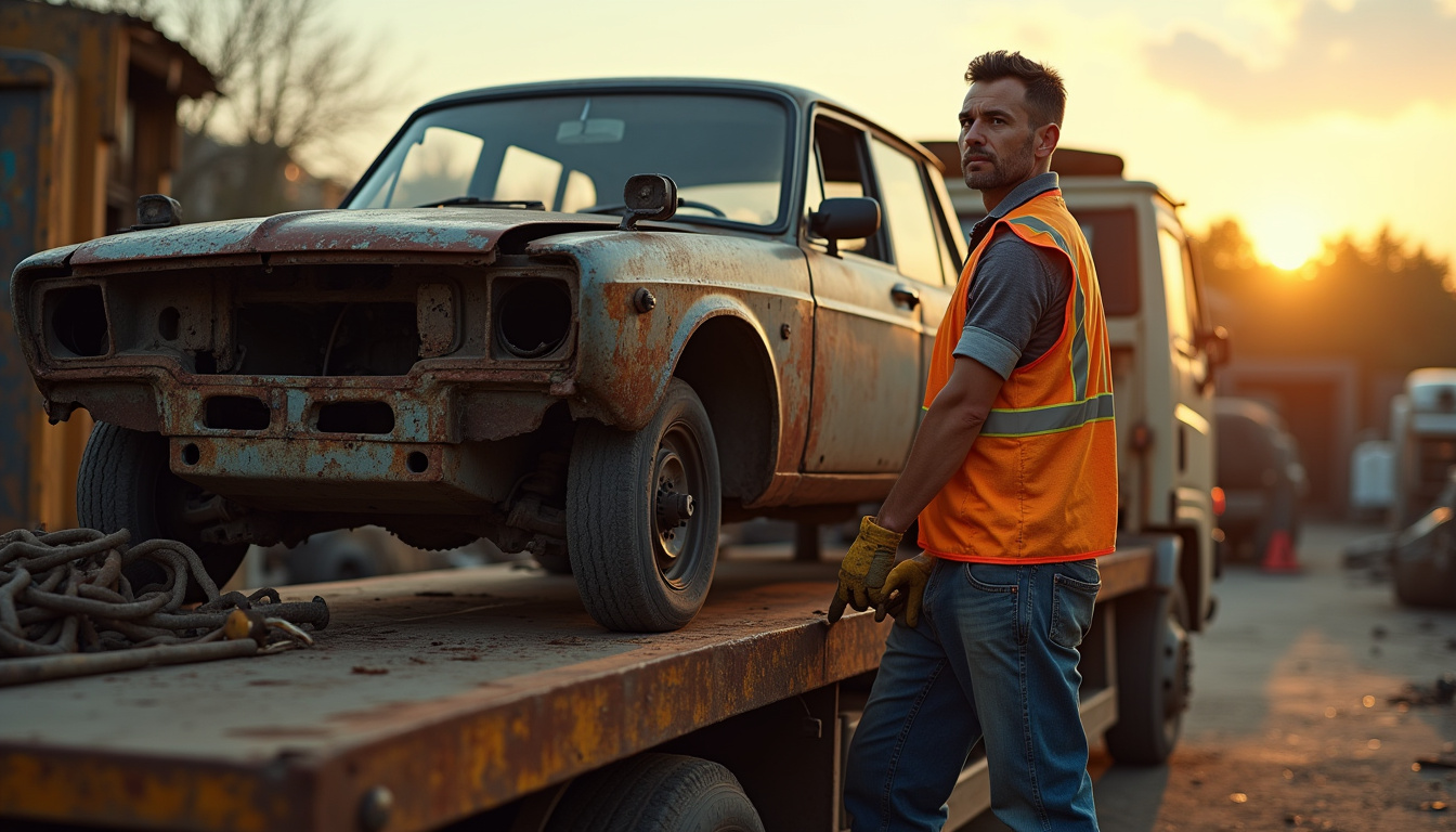 Un épaviste professionnel en train d