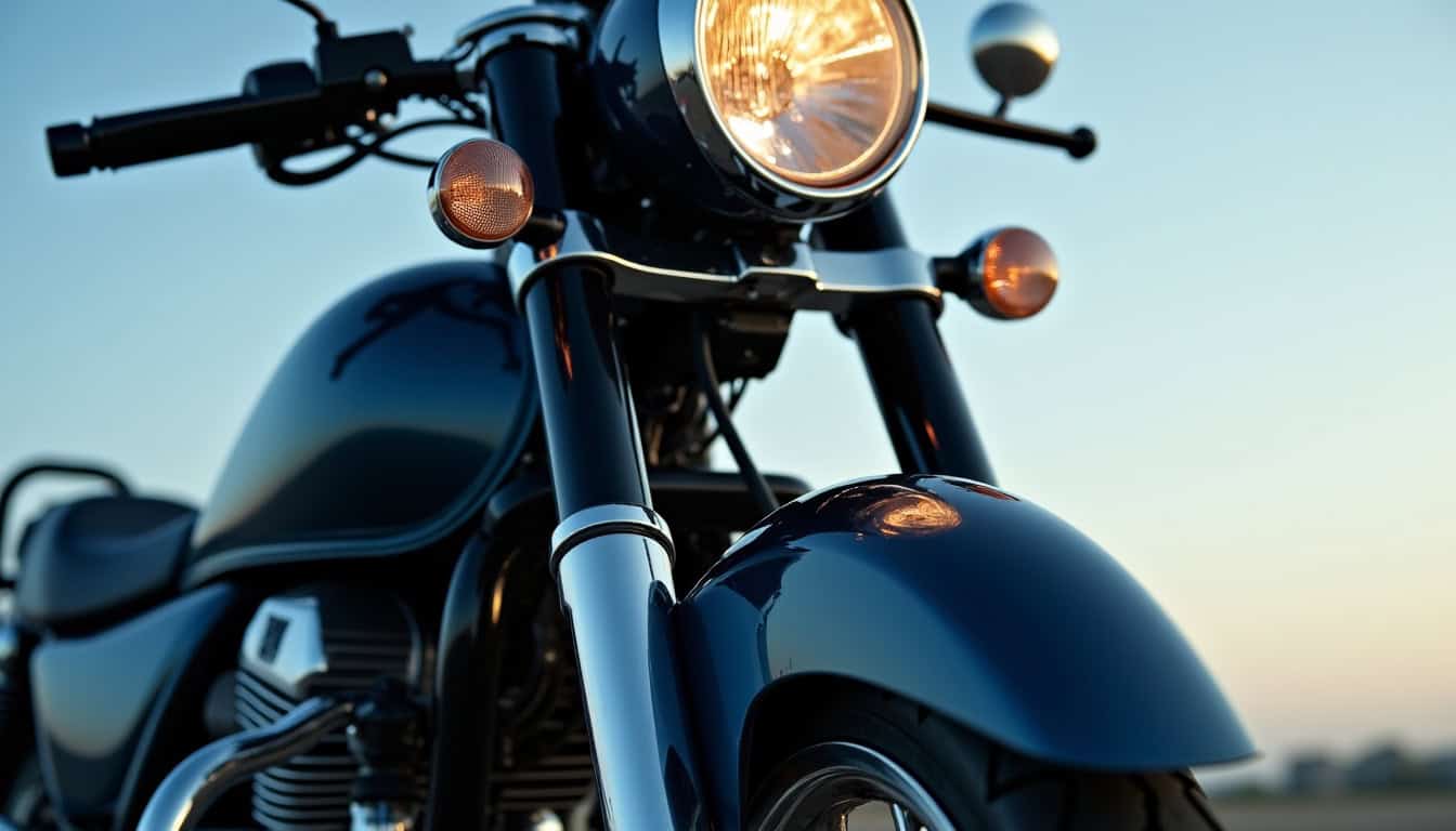 Détail des chromes sur une Honda CA 125 Rebel, y compris échappement, garde-boue et guidon