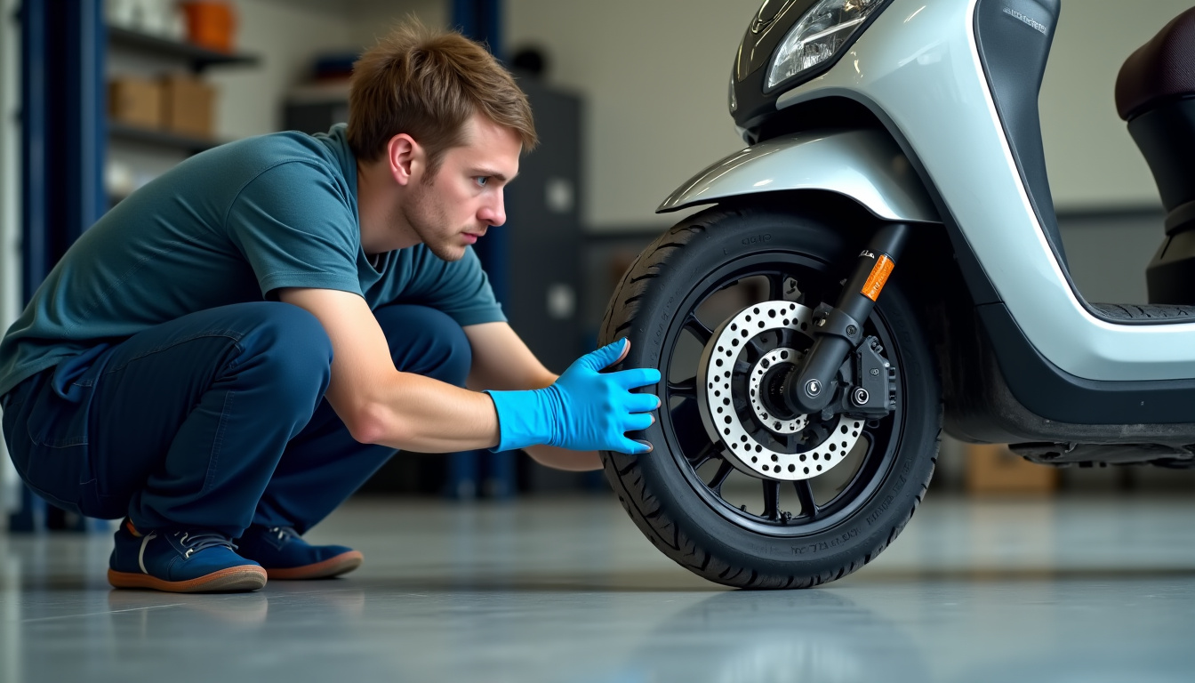 Inspecteur vérifiant les pneus et freins d