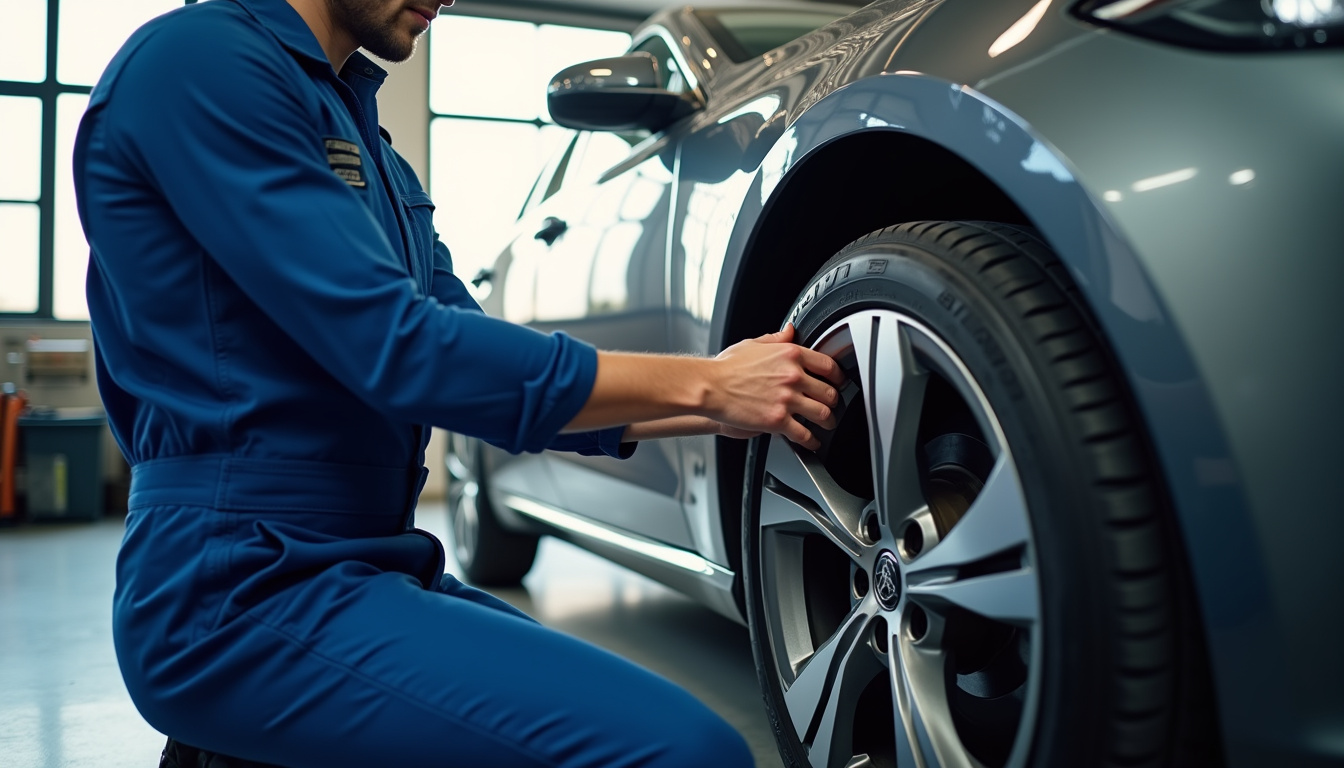 Mécanicien vérifiant la pression et l