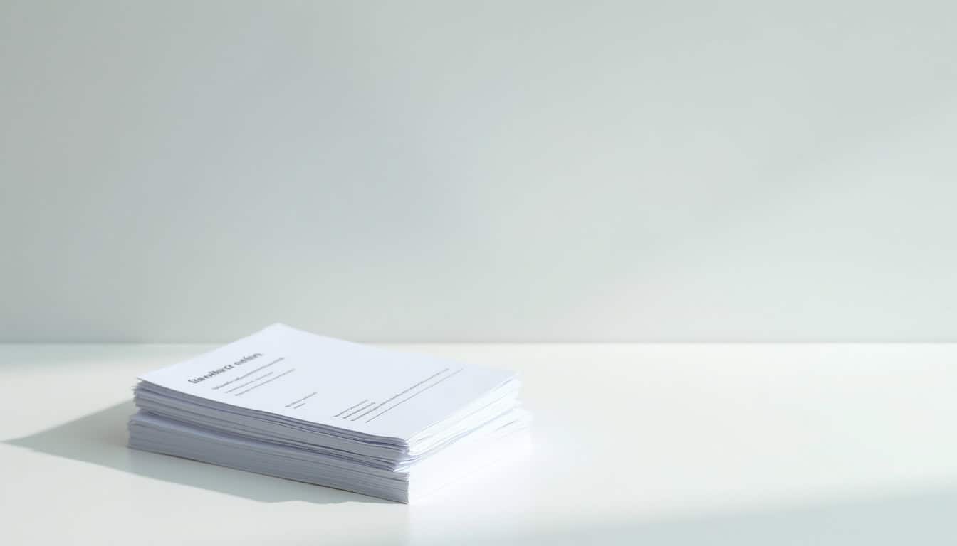 Documents administratifs empilés avec une carte grise visible, symbolisant les papiers nécessaires pour l