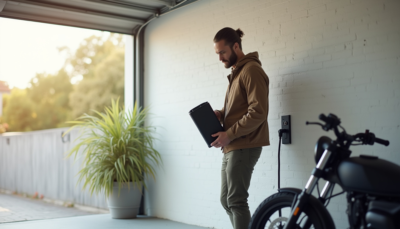 Propriétaire rechargeant la batterie amovible d