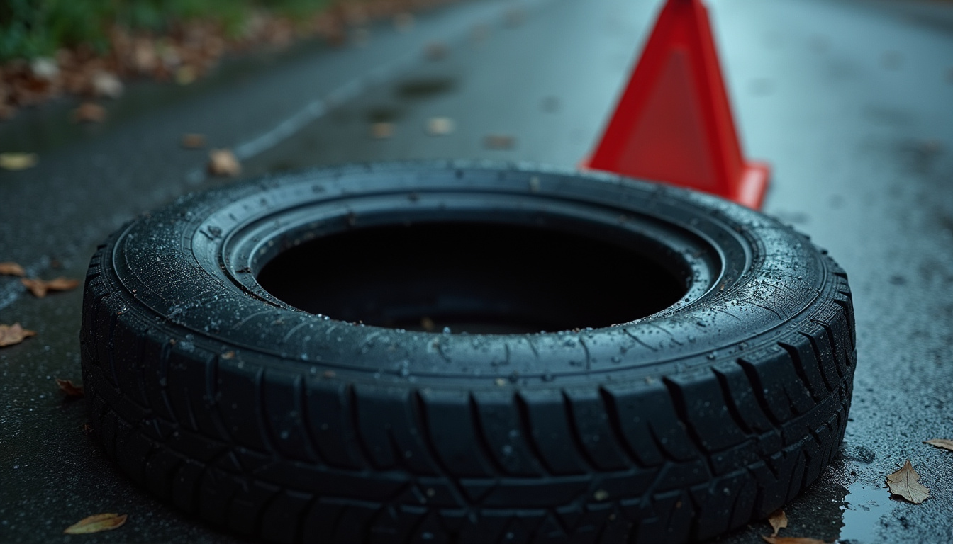Représentation de pneus usés avec avertissement de sécurité