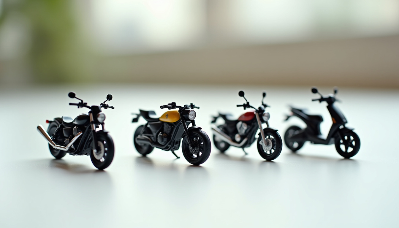 Comparatif visuel des différents types de motos 125cc: roadster, trail, custom, scooter