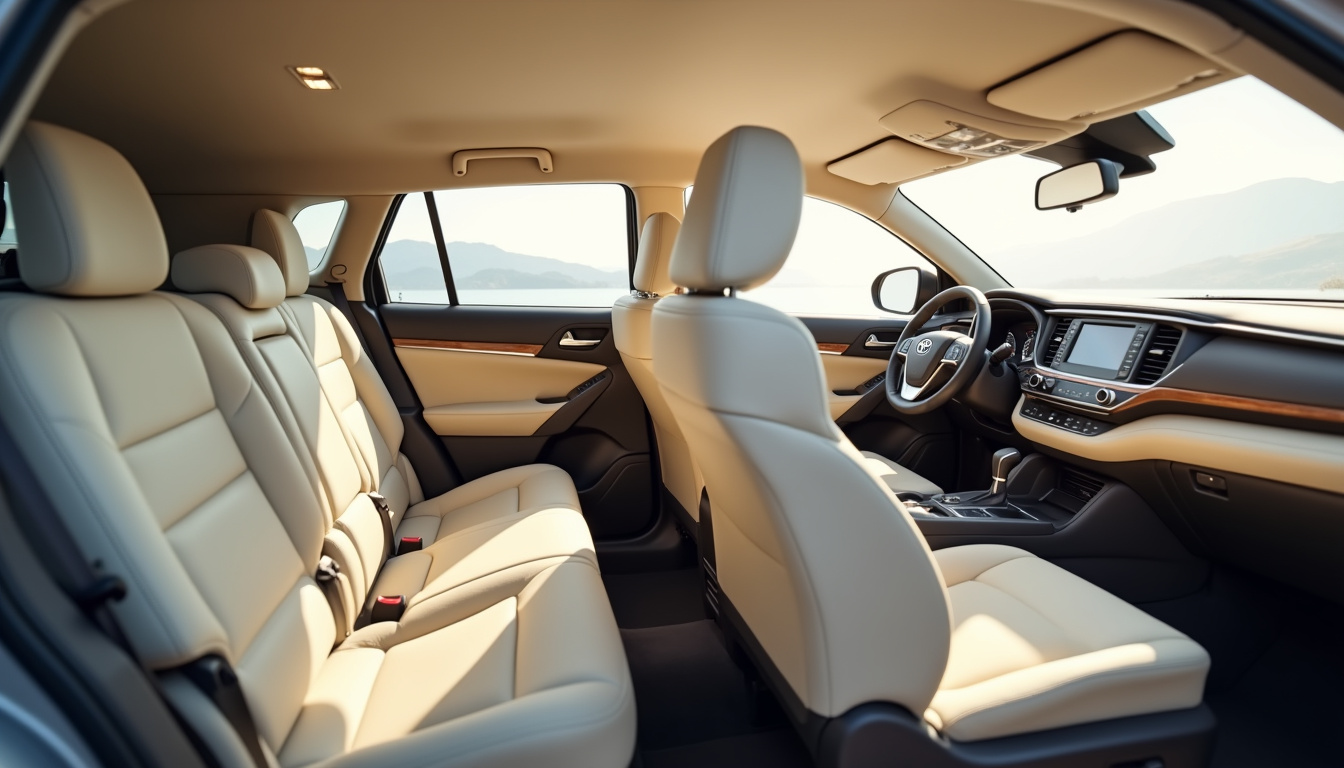 Intérieur spacieux du Toyota Highlander avec trois rangées de sièges