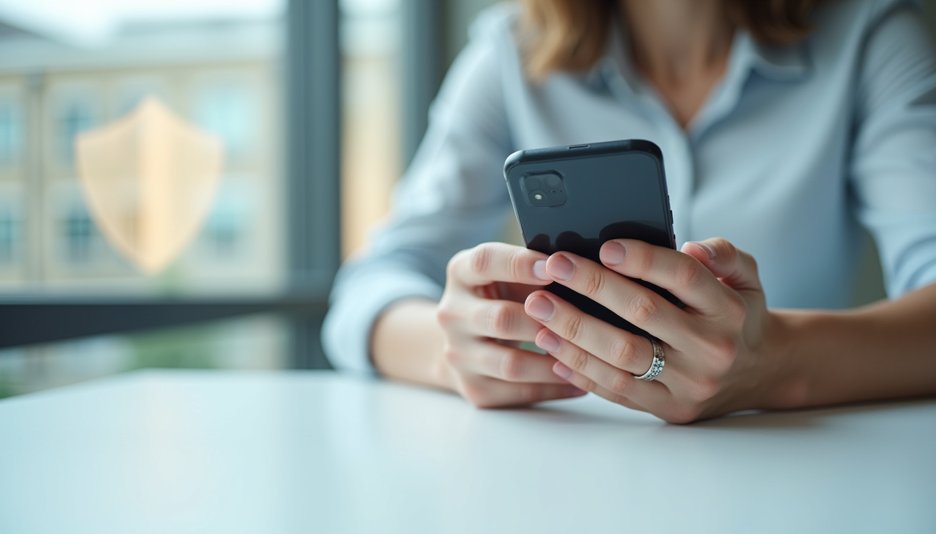Personne utilisant son téléphone pour contacter Direct Assurance