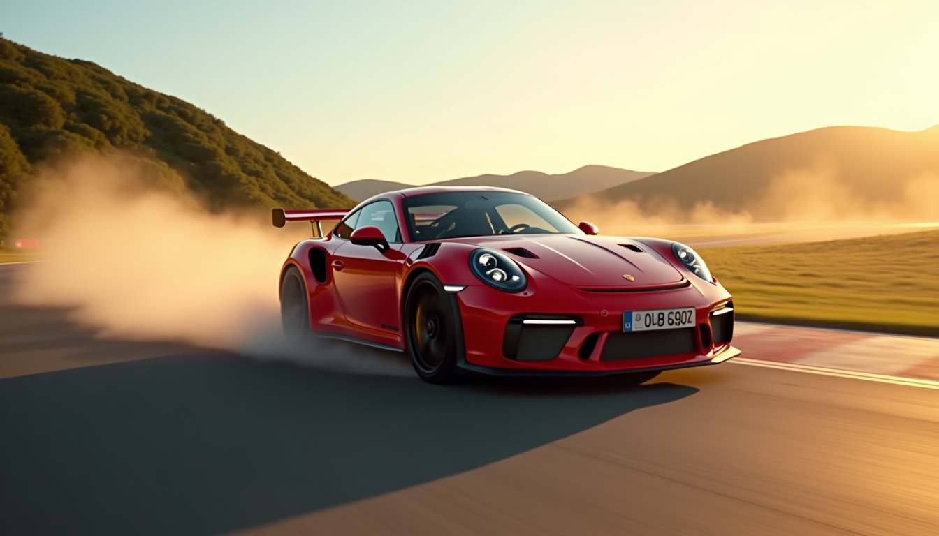Porsche en action sur un circuit, lors d
