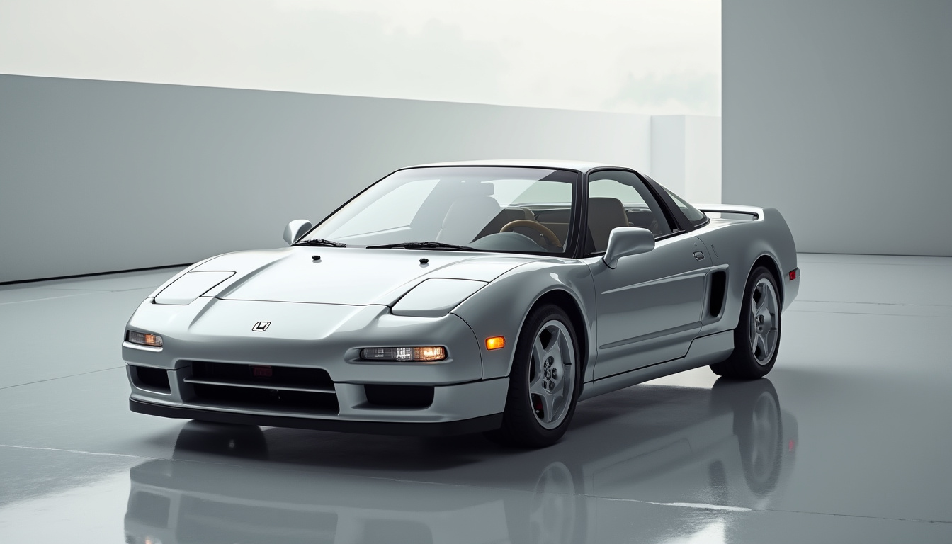 Prototype de la Honda NSX lors de sa présentation en 1989 avec design épuré et phares escamotables