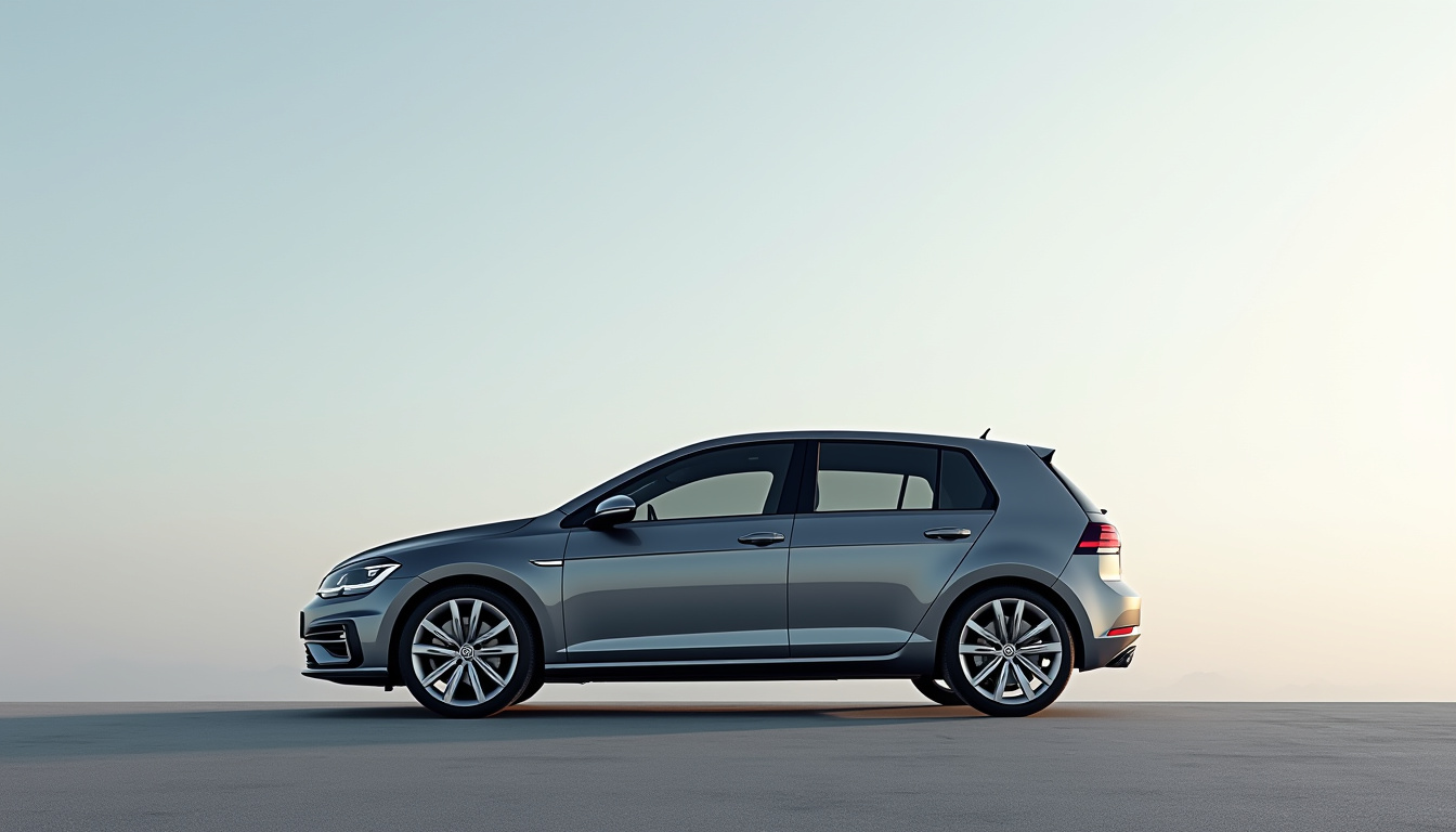 Vue latérale de la nouvelle Golf 8 avec jantes alu et lignes dynamiques