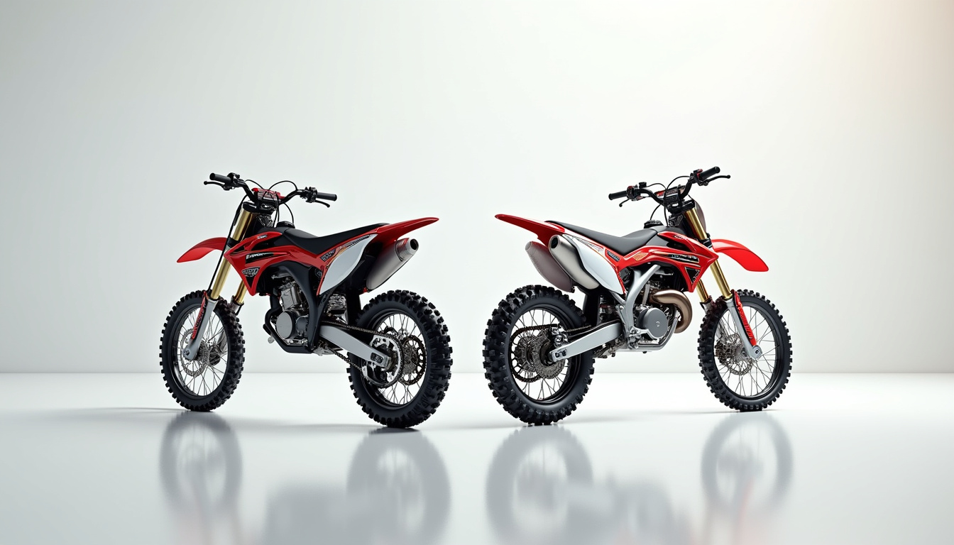 Comparaison visuelle entre une moto cross 125cc neuve et une occasion bien entretenue