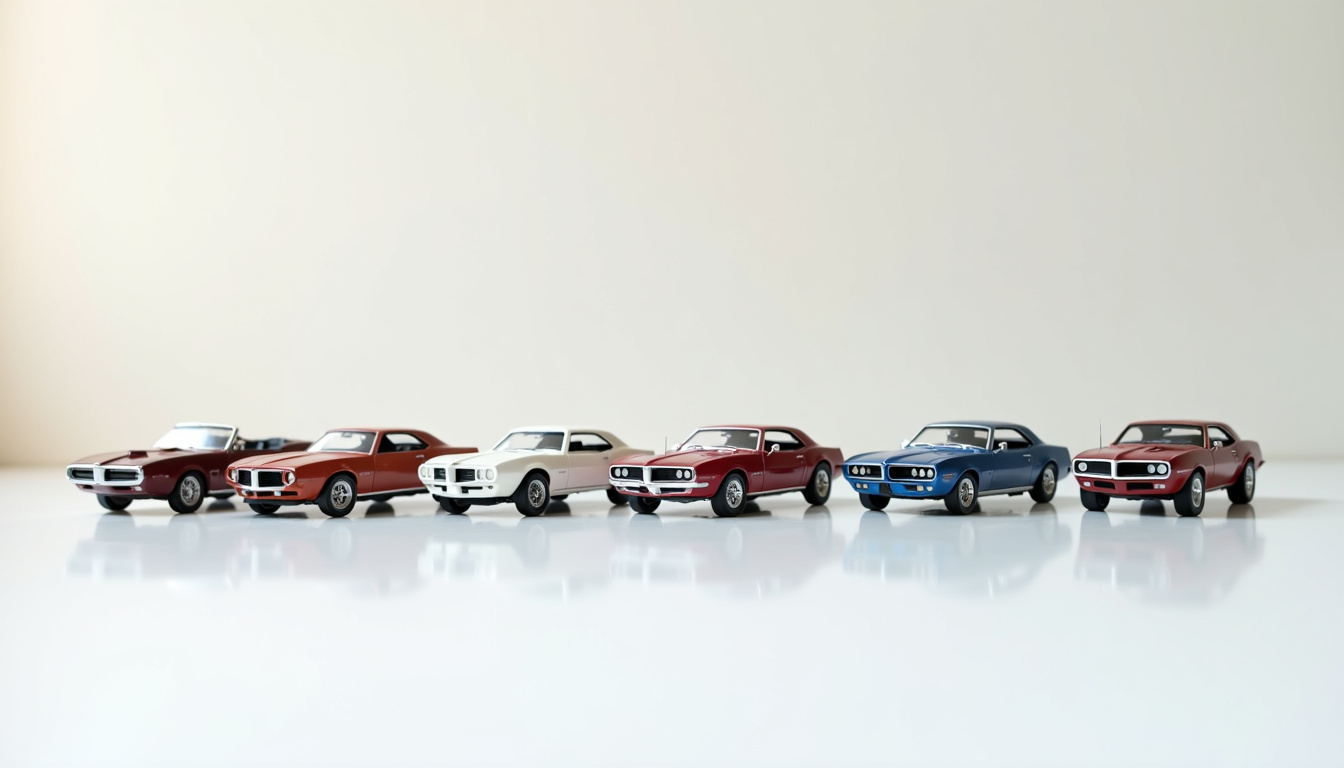 Évolution des générations de la Pontiac Firebird de 1967 à 2002, montrant les changements de design et de silhouette