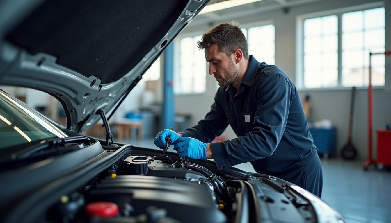 Mécanicien en train de remplacer une vanne EGR dans un atelier automobile