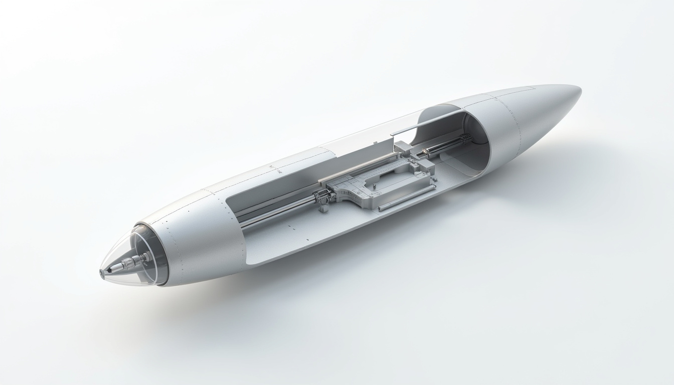 Schéma technique d’un fuselage d’avion en structure monocoque avec renforts internes