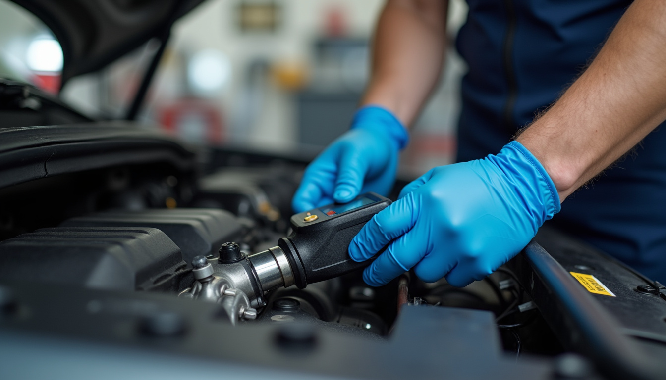 Technicien en train de réaliser un diagnostic sur la vanne EGR lors d'un contrôle technique