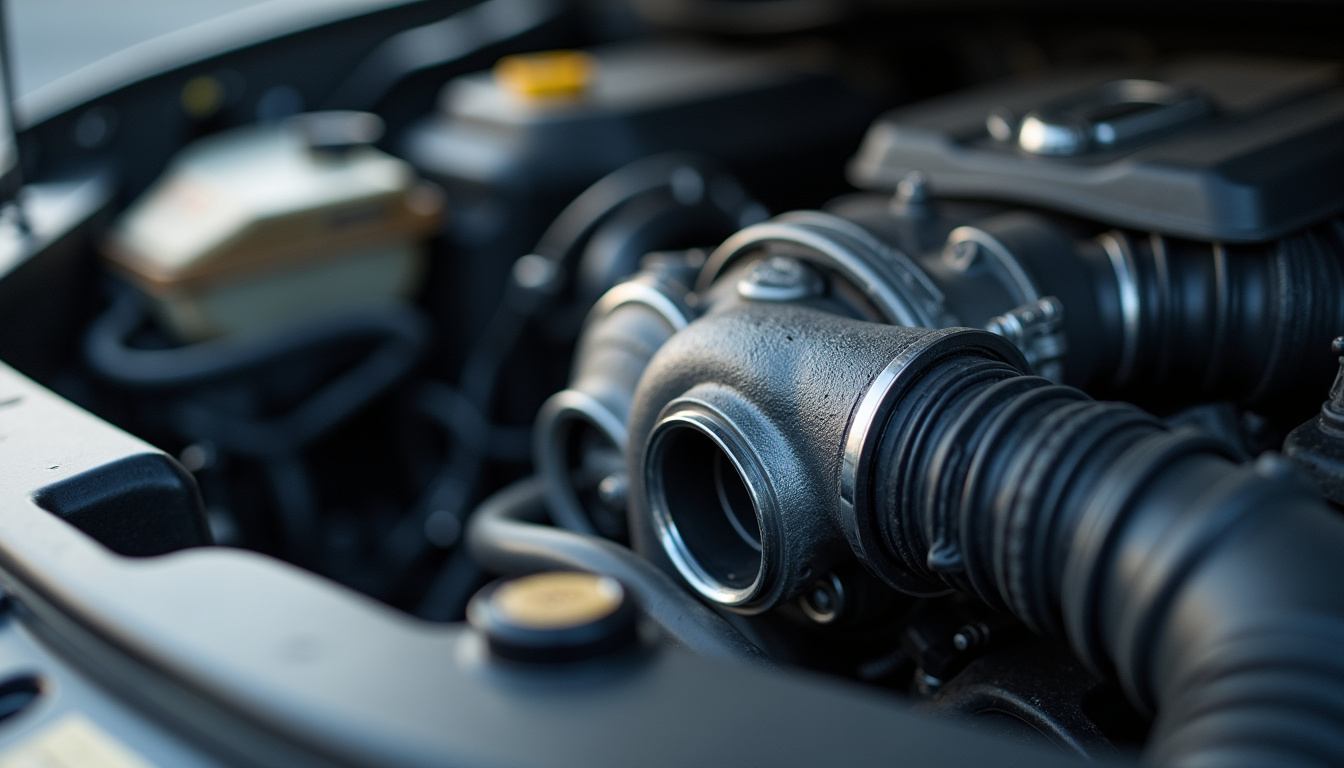 Inspection du circuit d'admission d'air sur un moteur diesel Renault avec durites turbo visibles