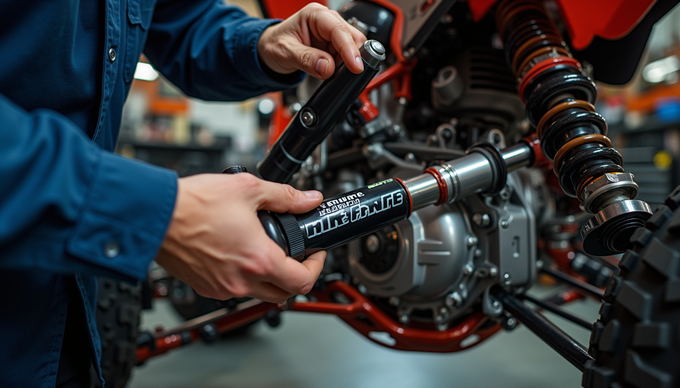 Réglage des suspensions KYB à bonbonne sur un Yamaha Raptor 700R en atelier